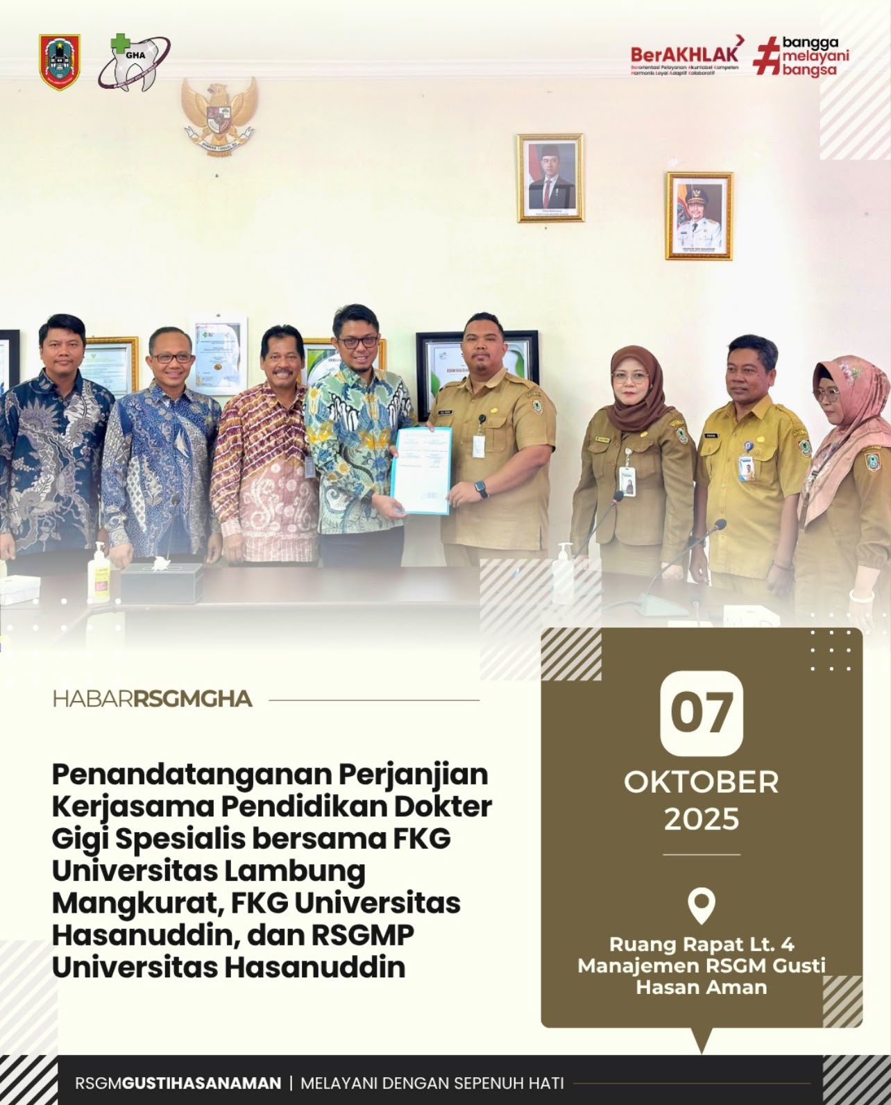 Penandatanganan Perjanjian Kerjasama Pendidikan Dokter Gigi Spesialis Bersama FKG ULM, FKG Univ Hasanuddin, dan RSGMP Univ Hasanuddin