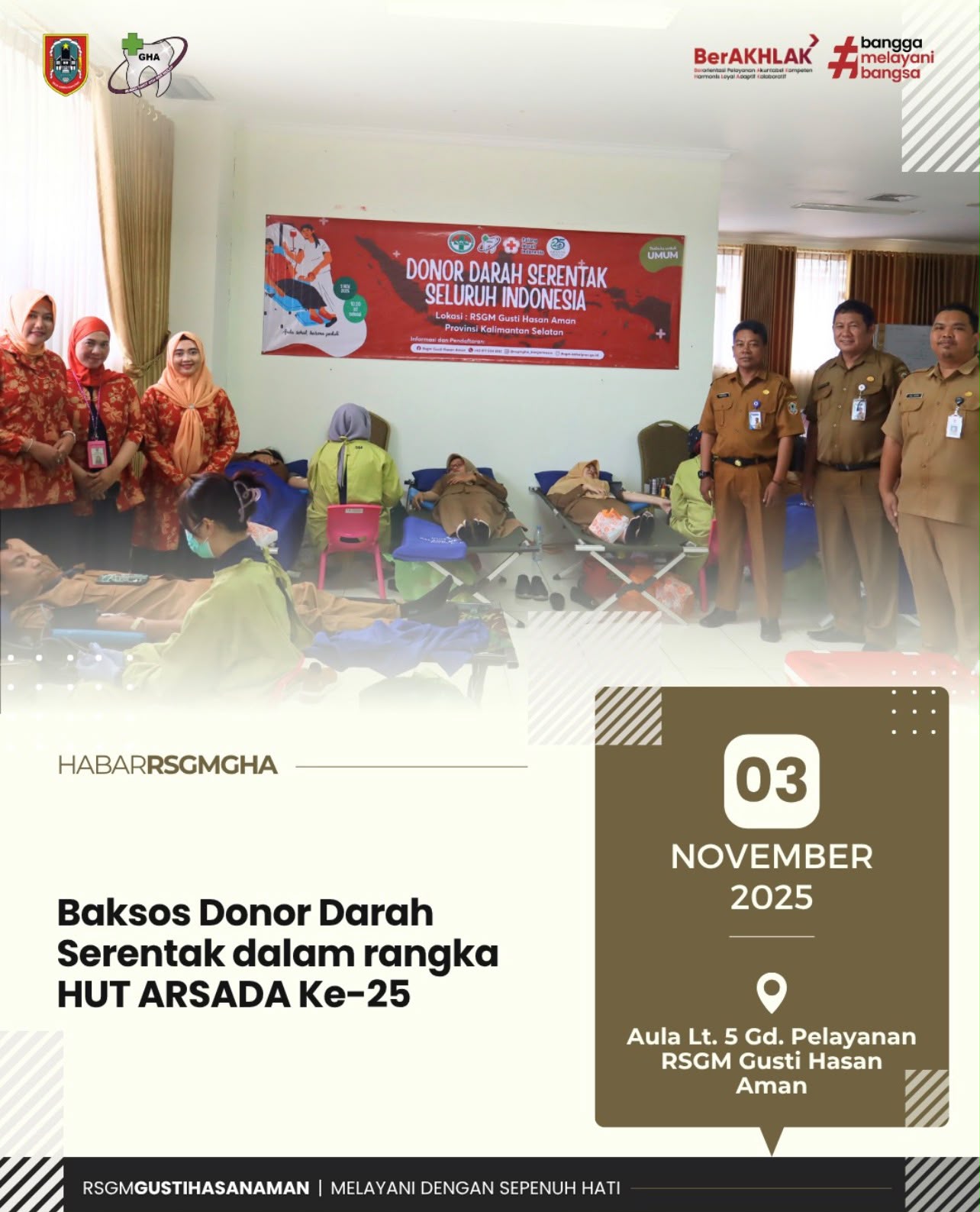Baksos Donor Darah Serentak dalam rangka HUT ARSADA Ke-25