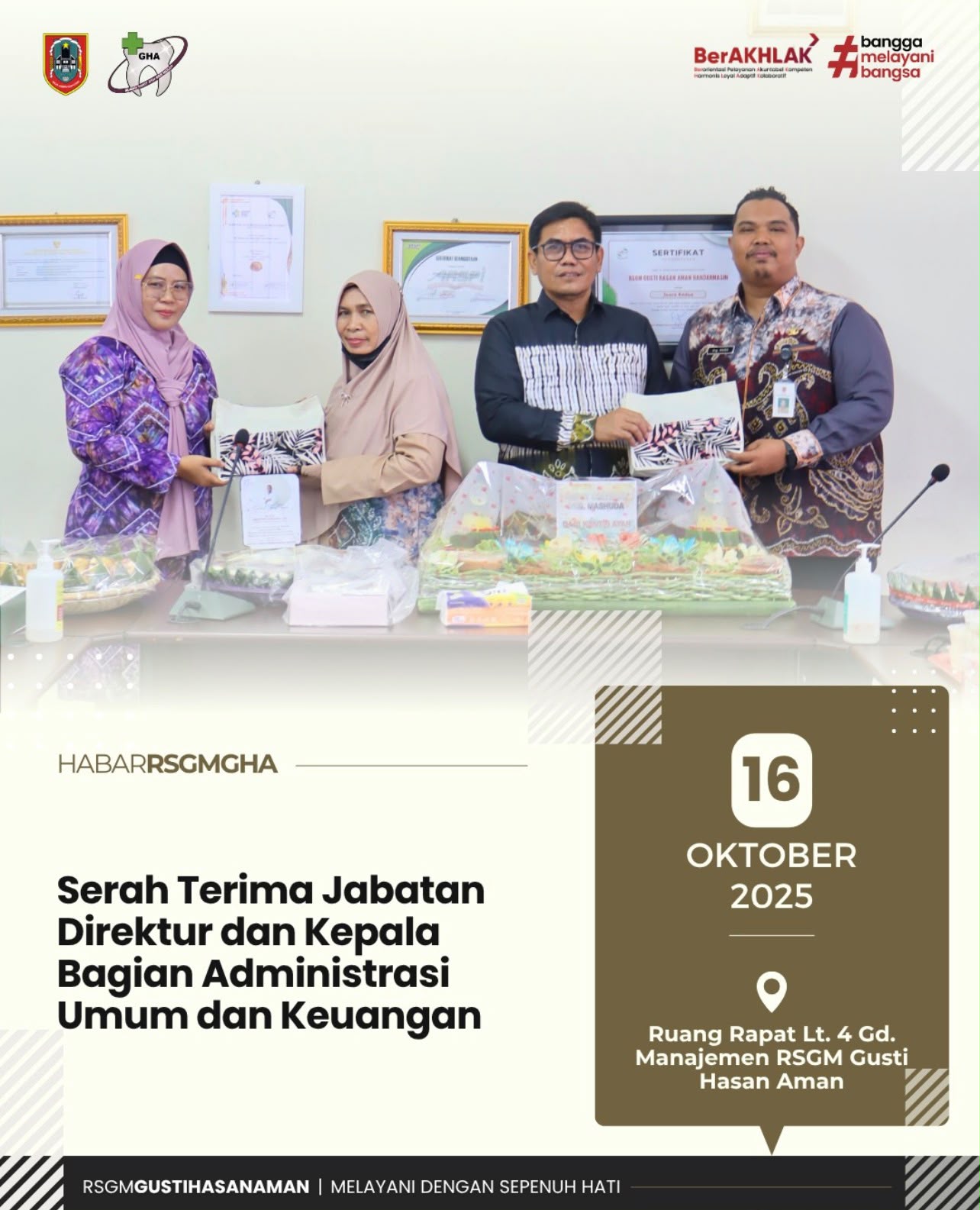 Serah Terima Jabatan Direktur dan Kepala Bagian Administrasi Umum dan Keuangan
