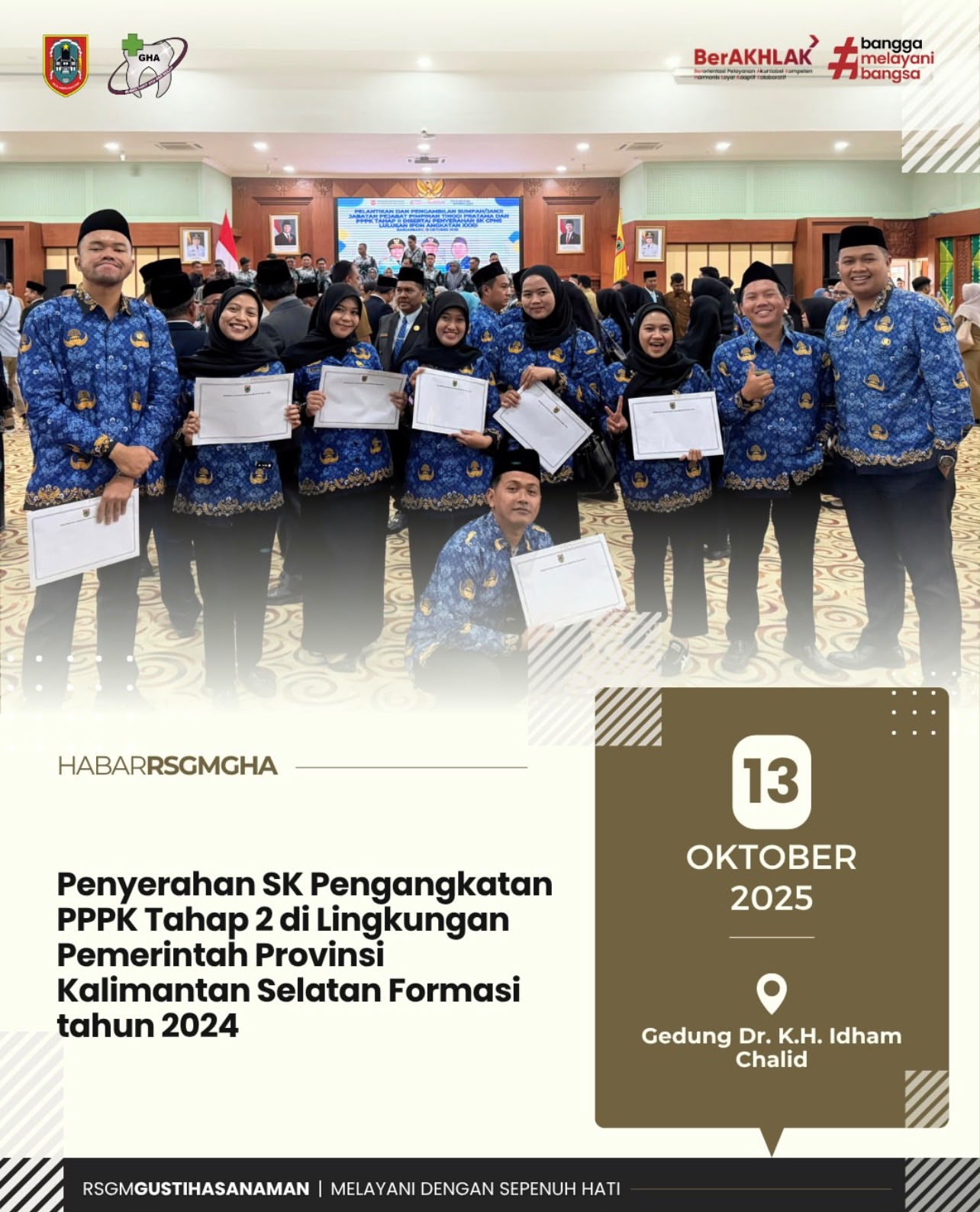 Penyerahan SK Pengangkatan PPPK Tahap 2 Di Lingkungan Pemerintah Provinsi Kalimantan Selatan Formasi tahun 2024